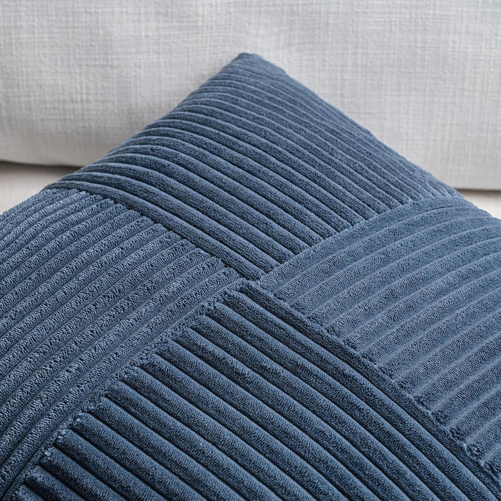 Fancy Homi 2 Packs Dusty Blue Decorative Throw Pillow Covers 20x20 Inch for Living Room Couch Bed Sofa, Rustic Farmhouse Boho Home Decor…
