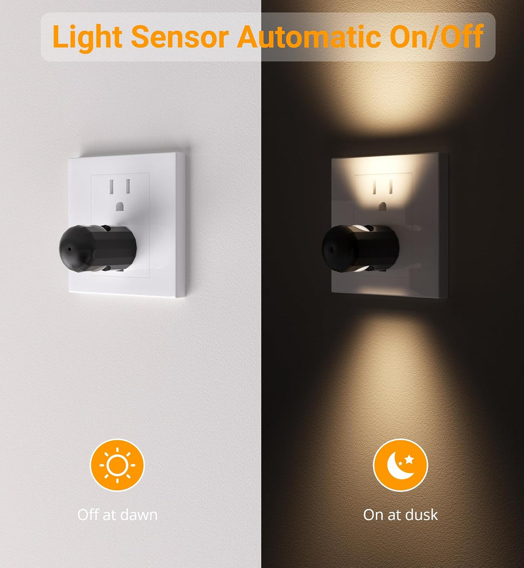 TSEXES Plug-in LED Night Lights, Dusk to Dawn Sensor,2700K, Bedroom, Hallway, Bedroom, Kitchen, Stairways, Non-Dimmable,6 Pack