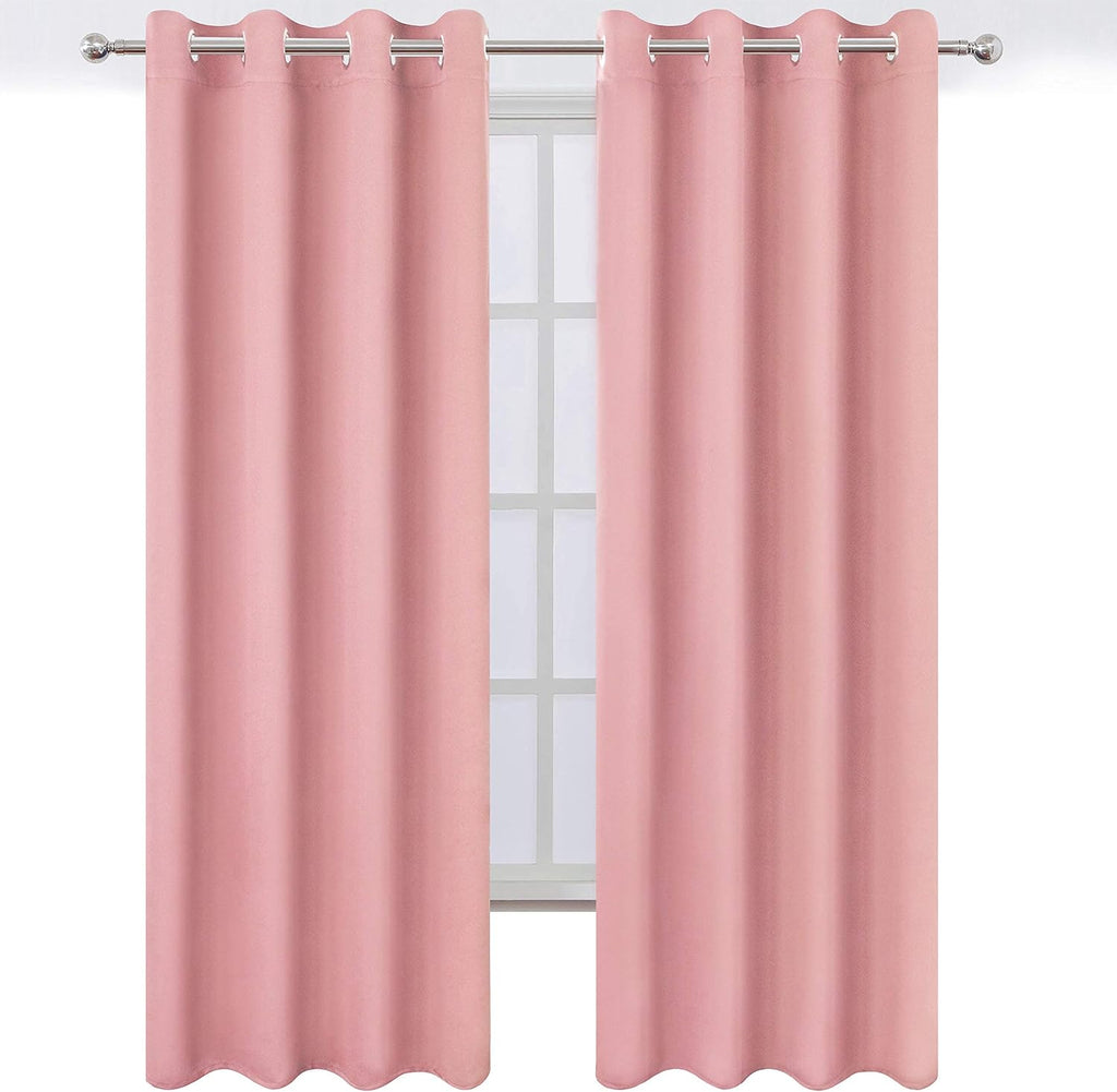 Lemomo Baby Pink Bedroom Blackout Curtains/52 x 84 Inch Long/Set of 2 Curtain Panels/Thermal Insulated Room Darkening Curtains for Bedroom…