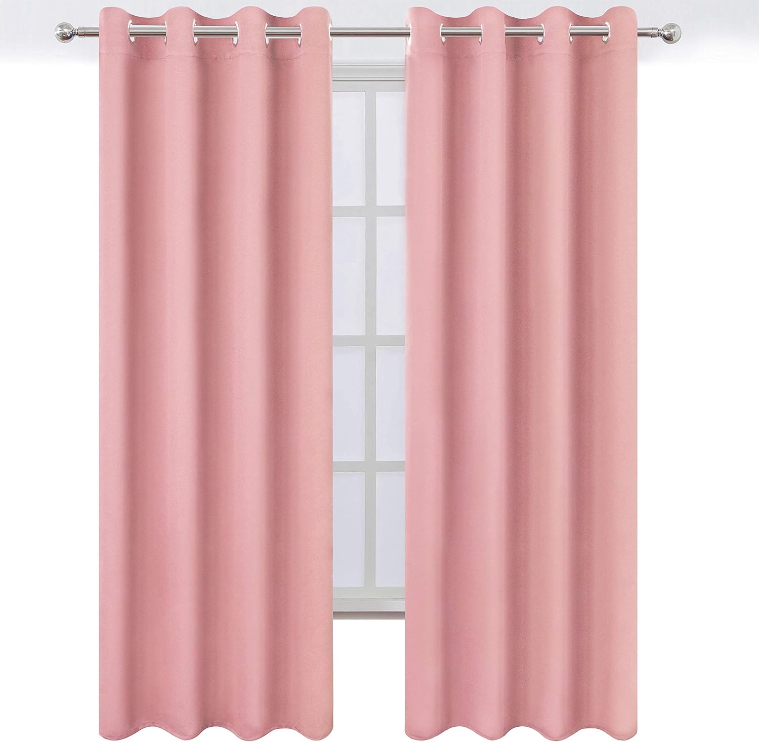 Lemomo Baby Pink Bedroom Blackout Curtains/52 x 84 Inch Long/Set of 2 Curtain Panels/Thermal Insulated Room Darkening Curtains for Bedroom…