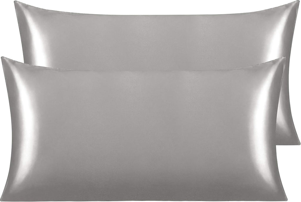 Ntbay 2 Pack Satin King Pillowcases for Hair and Skin, Luxurious and Silky Pillow Cases with Envelope Closure, 20x36 Inches, Grey 2 Pack 36…