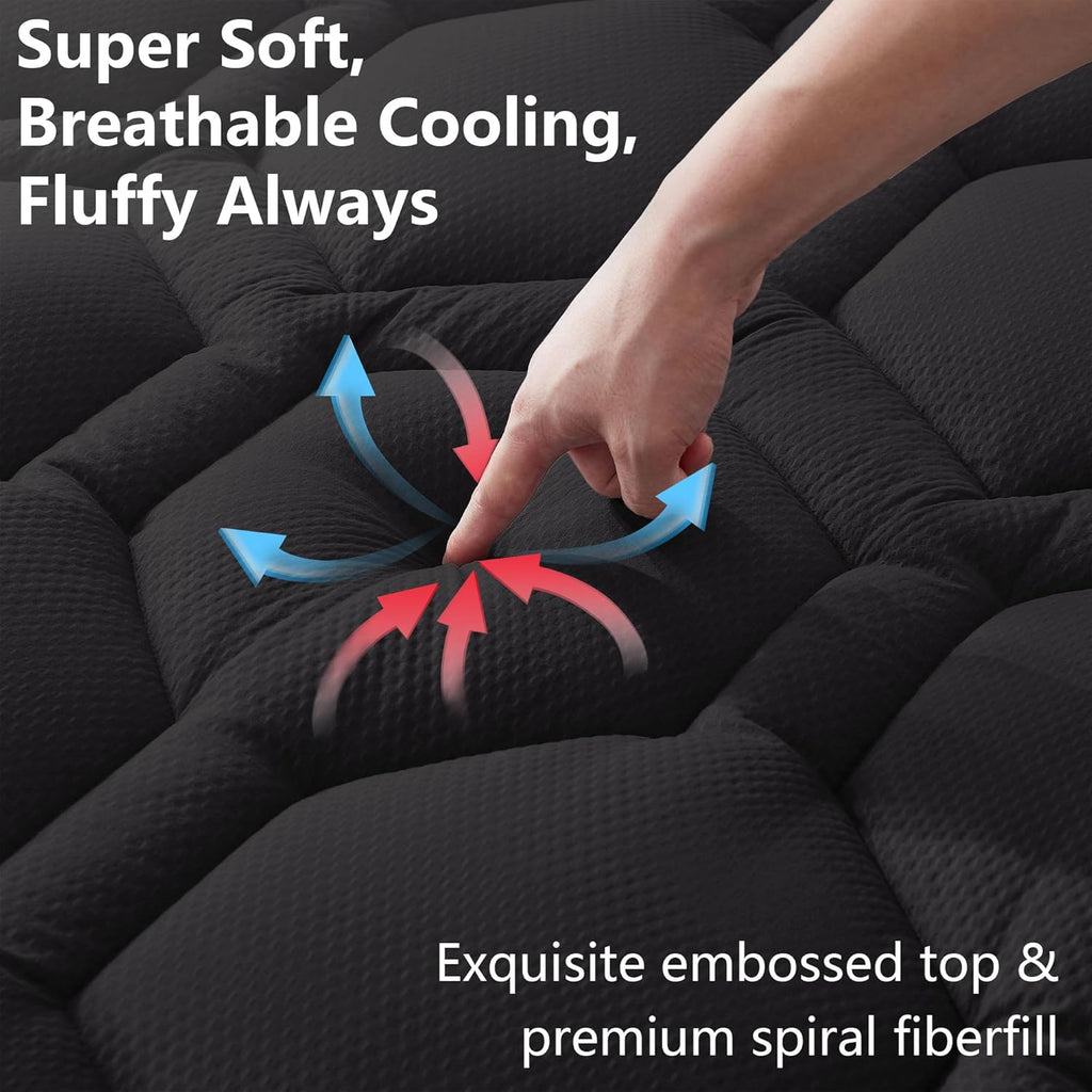 ELVEN HOME King Size Mattress Pad Waterproof, Cooling Mattress Topper Noiseless, Leak Proof Mattress Protector Deep Pocket Washable…