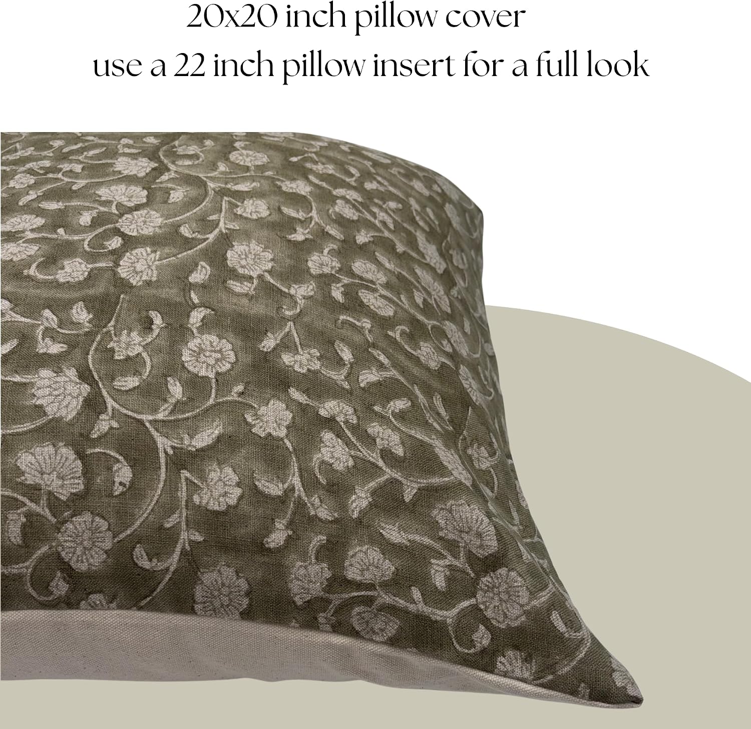 LineandLoop Linen Throw Pillow Covers 20x20 inch Floral Pillows Green Spring Decorative Pillow Covers for Living Room, Bedroom 2 inches cot…