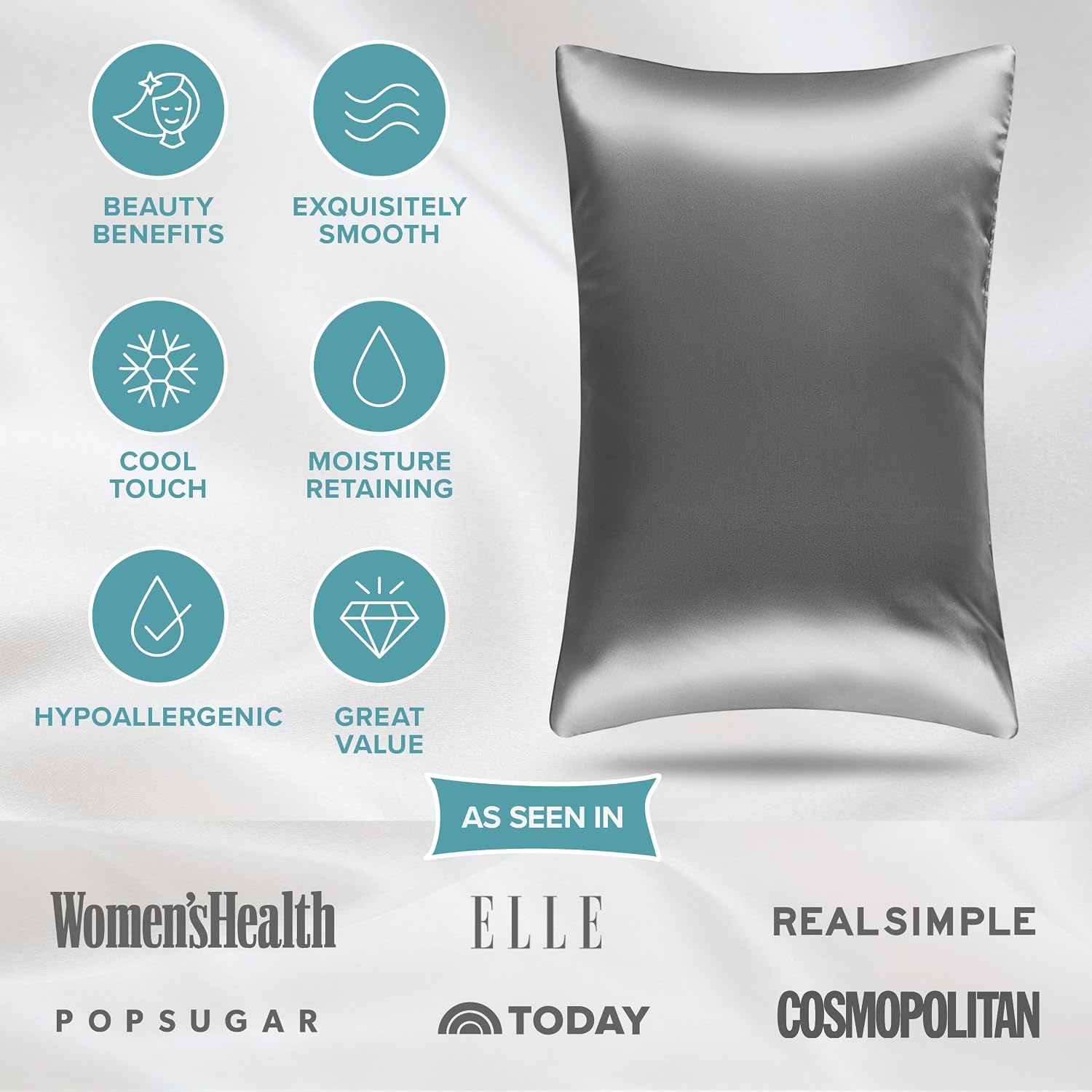 BareHome Bare Home 100% Mulberry Silk Pillowcase for Hair and Skin - Ultra 6A Grade 19 Momme Silk Pillow Case - Hidden Zipper - Breathable…