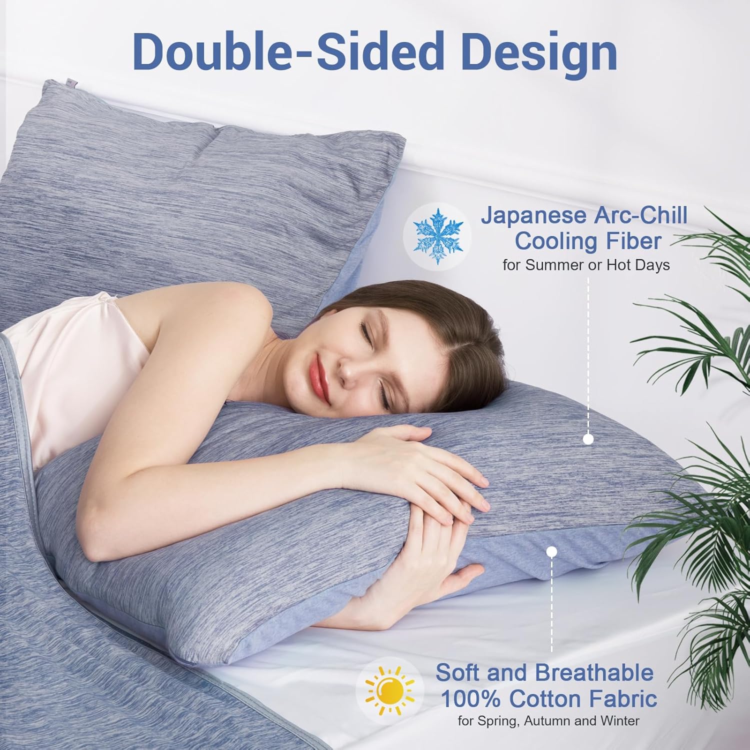 Elegear Cooling Pillow Cases for Hot Sleepers, Japanese Q-Max 0.5 Cooling Pillowcases, Both Sides(Cooling/Cotton), Breathable Soft Pillowca…