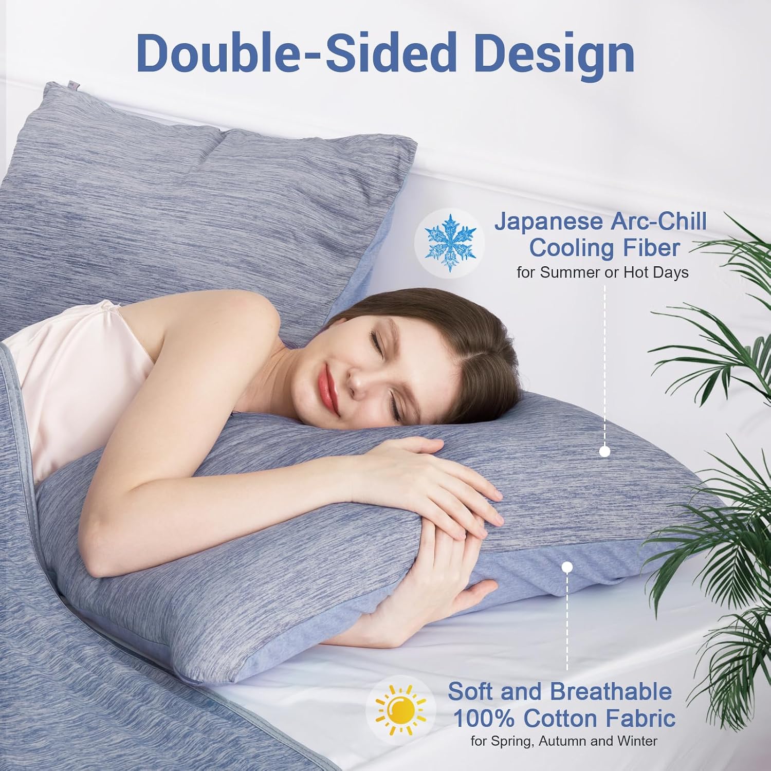 Elegear Cooling Pillow Cases for Hot Sleepers, Japanese Q-Max 0.5 Cooling Pillowcases, Both Sides(Cooling/Cotton), Breathable Soft Pillowca…