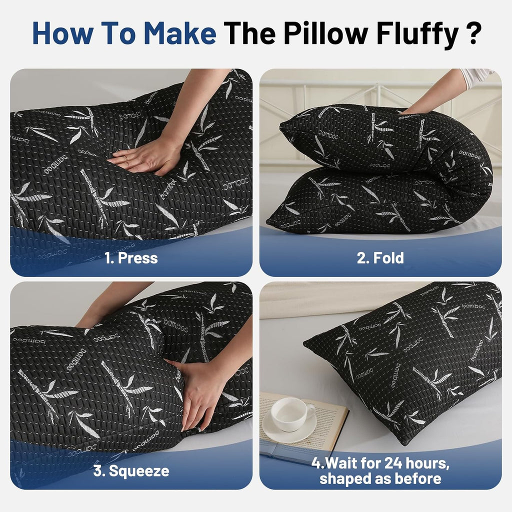 Primesoft Full Body Pillow with Removable Pillowcase for Adults,(Memory Foam Filling)(Long Pillow for Side Sleepers) (Fluffy and…