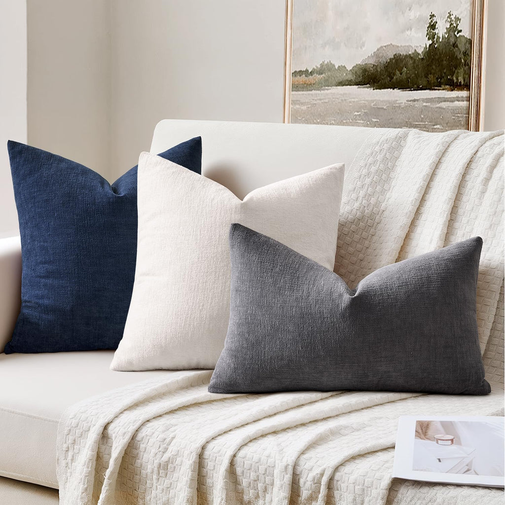 Miulee Grey Couch Pillow Covers 20x20 Inch, Set of 2 Soft Chenille Decorative Square Throw Pillow Covers Farmhouse for Sofa Living Room Bed…