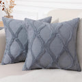decorUhome Summer Euro Sham Throw Pillow Covers 26x26 Inch Set of 2, Soft Plush Faux Fur Wool Blue Grey Accent Couch Pillow Covers for Mode…