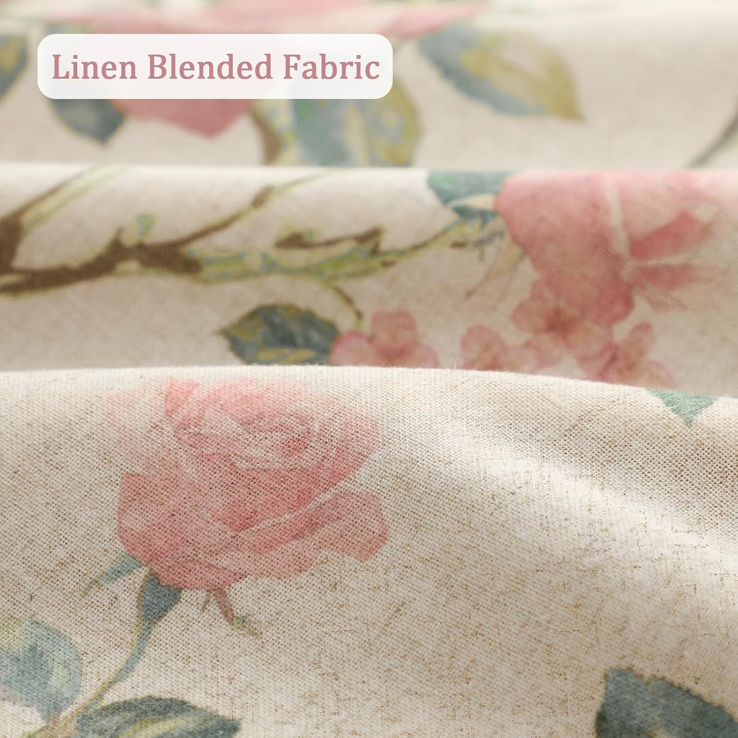 XOGUIBO Vintage Floral Blackout Curtains 84 Inch, 2 Panels Spring Linen Texture Farmhouse Drapes for Living Room Bedroom Printed Flo…