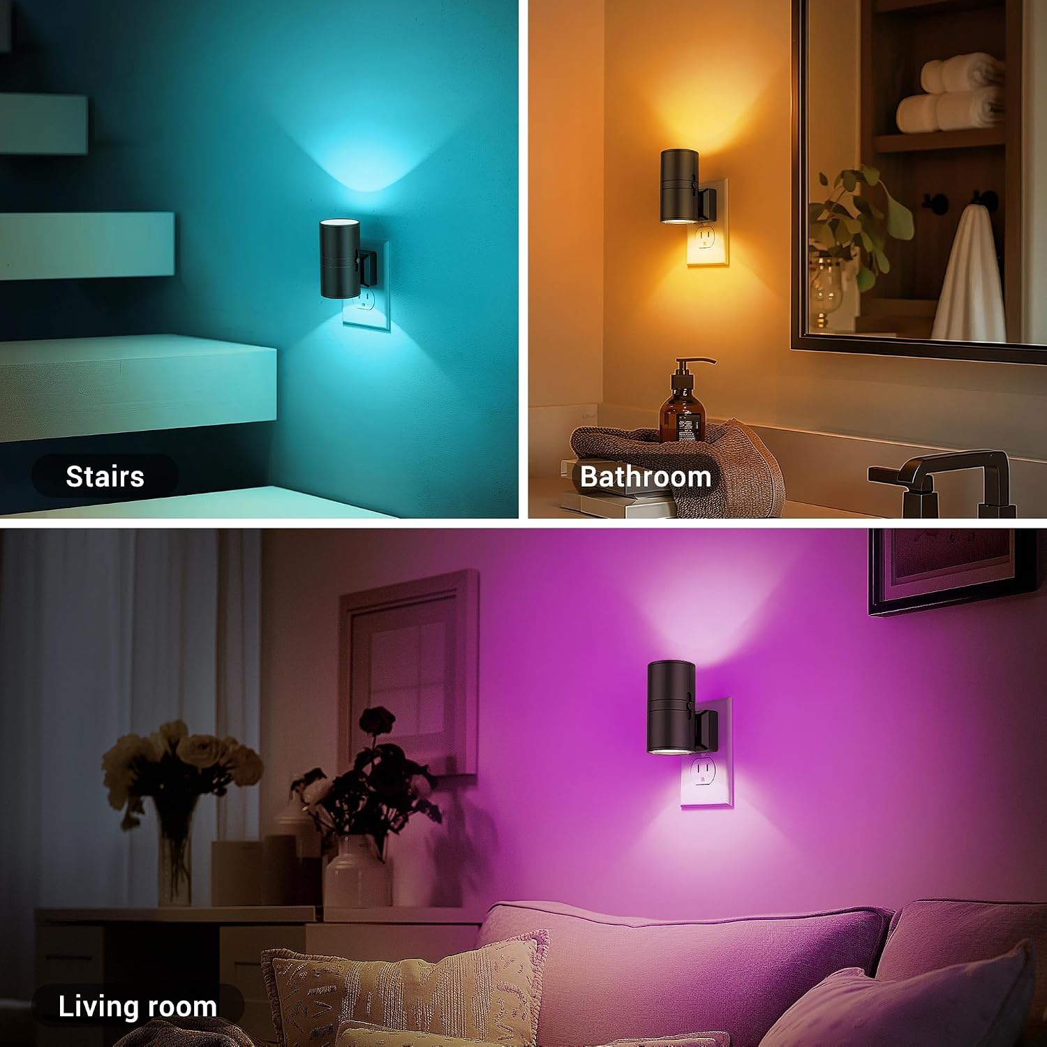 JandCase Color Night Light, LED Night Lights Plug into Wall, Color Changing Nightlight RGB with Light Sensor, Kids Gifts, Halloween…