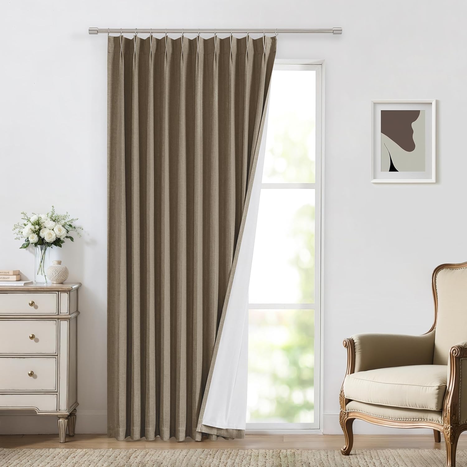 VisionHome Vision Home Brown Pinch Pleated Full Blackout Curtains Linen Blended 60" Wide Thermal Insulated Window Panels 90 inch for Bedroo…