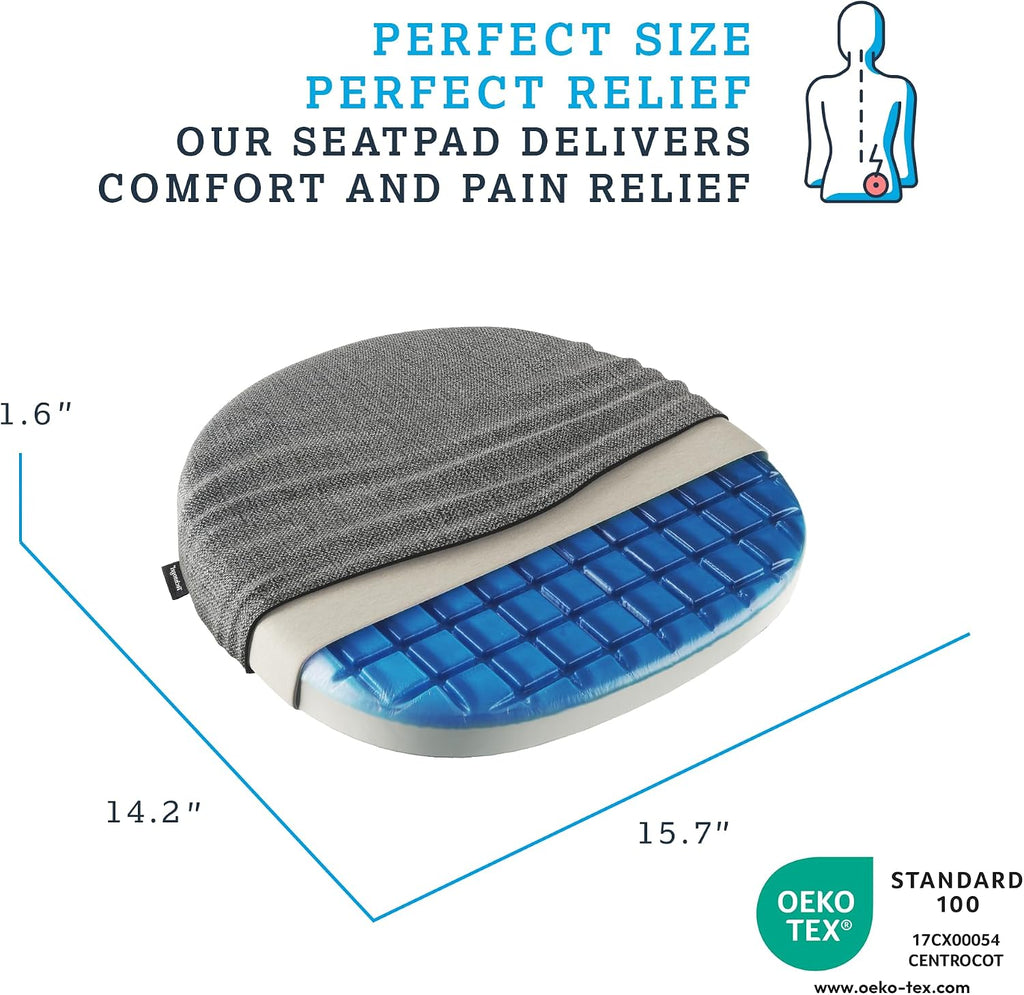 Technogel Pebble Cooling Gel Seat Cushion – Ergonomic Support for Office Chair, Car, Airplane – Sciatica, Hip & Coccyx for Long Sitting, Of…