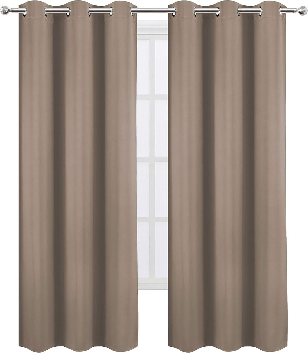 Lemomo Cappuccino Thermal Blackout Curtains/42 x 84 Inch/Set of 2 Panels Room Darkening Curtains for Bedroom 84 Inch silver