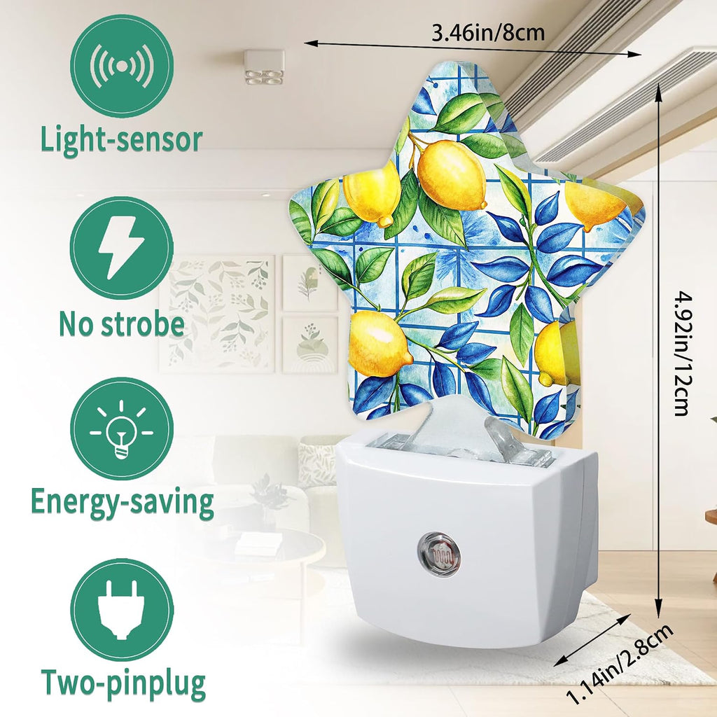 Star Night Light Plug in, Lemon Dusk to Dawn Sensor Night Light, Soft Glow Lamp for Kids Bedroom Nursery Hallway Bathroom, Energy Saving…