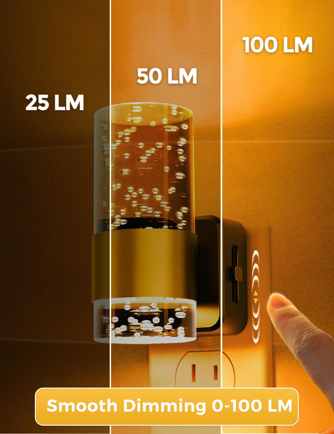 Night Light, 1-Pack Modern Night Lights Plug into Wall, Dimmable Amber Night Light with Auto Light Sensor, Wall Sconce-style Design…