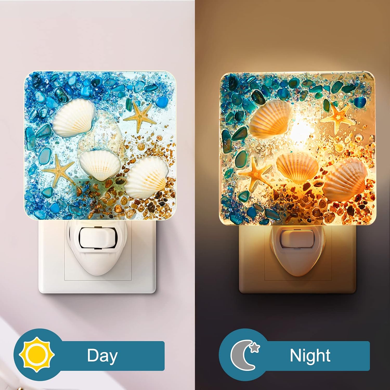 Hortsun Plug in Seashell Night Light Ocean Sea Animal Decorative Night Light Plug in Beach Lamps Vintage Ocean Lamps for Adult for Home…