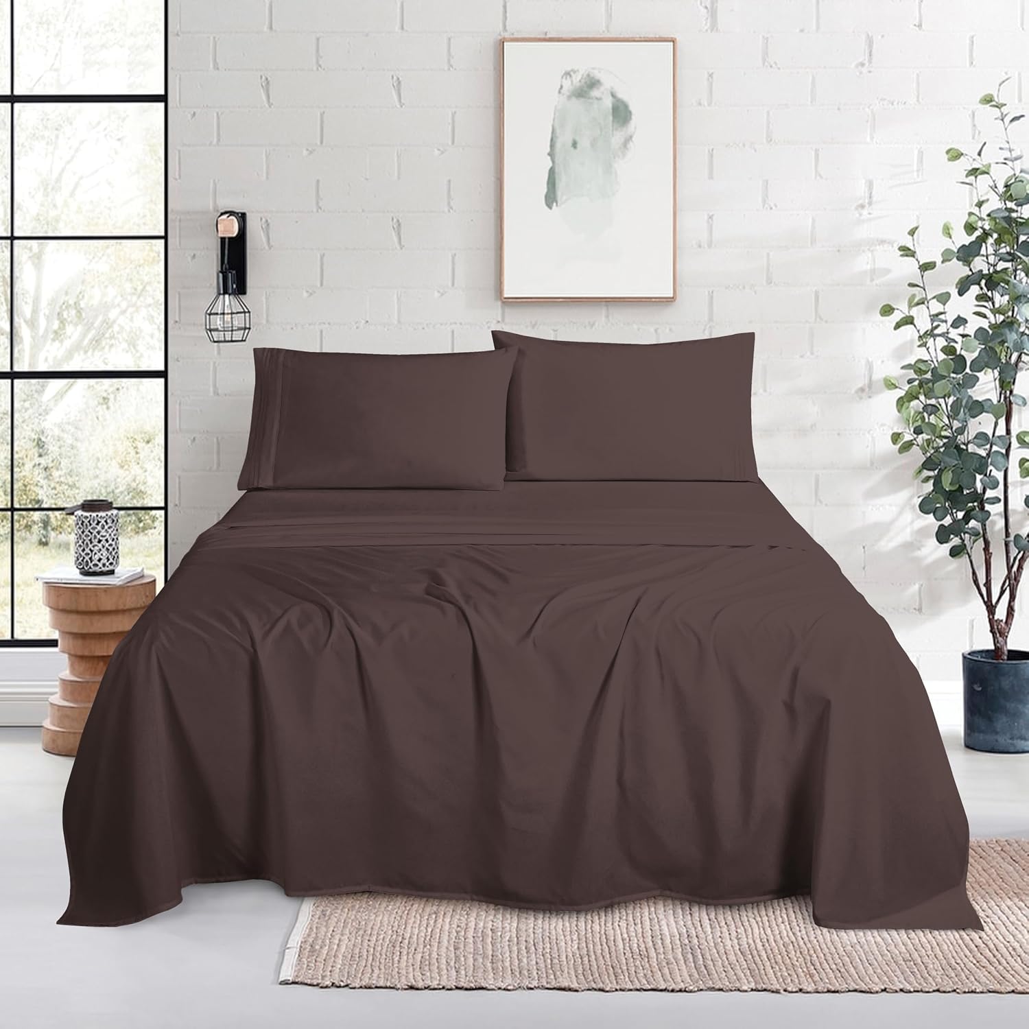 MocassiLuxuryBedding Mocassi Cal King Size 4-Piece Bed Sheet Set - 1800 Hotel Quality Microfiber 18-24 Inches Extra Deep Pocket Fitted Shee…