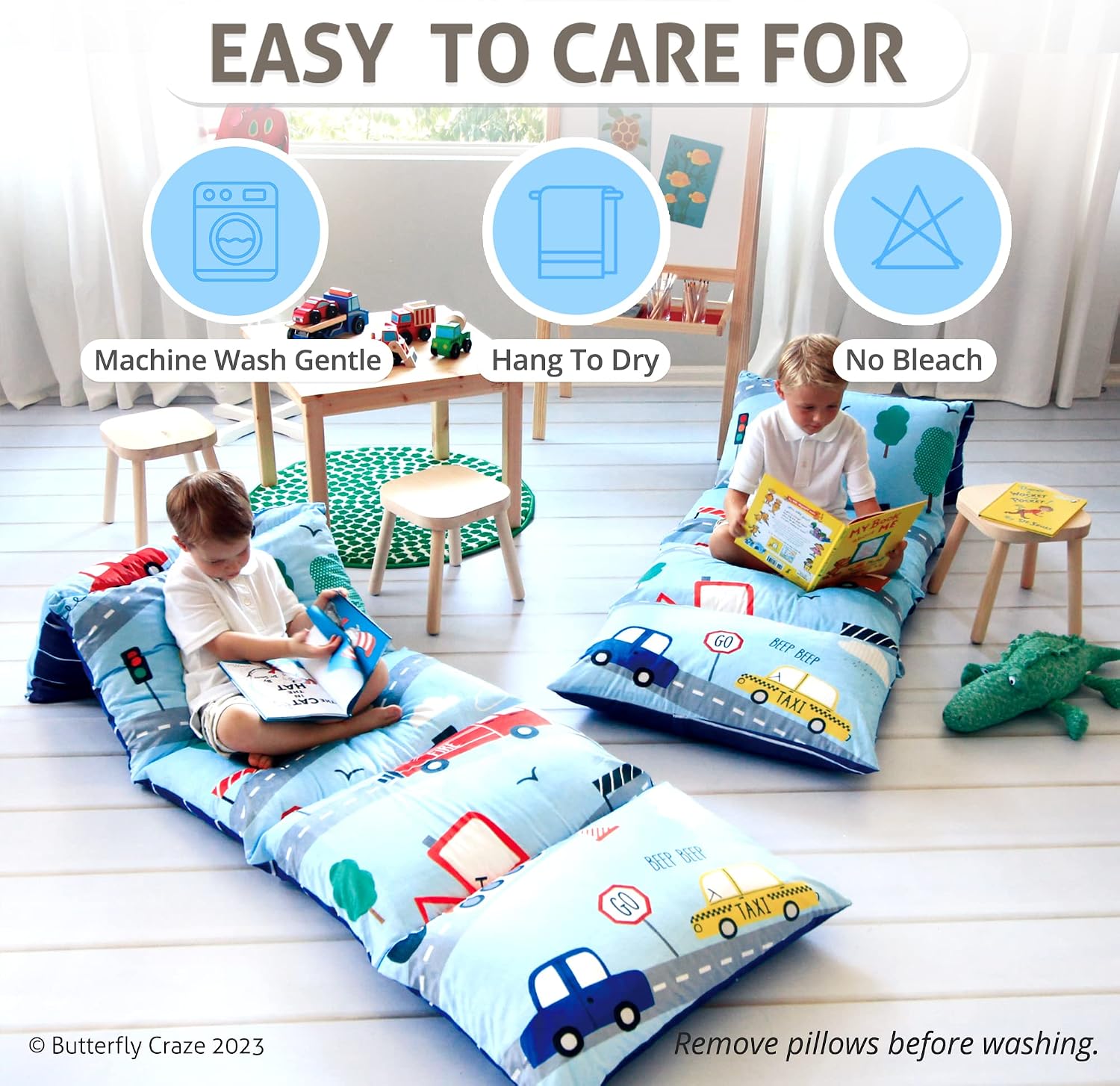Butterfly Craze Floor Pillow Case - Versatile Lounge Seat & Floor Bed - Custom Support for Sleeping Pad & Guest Bed - Machine Washable…