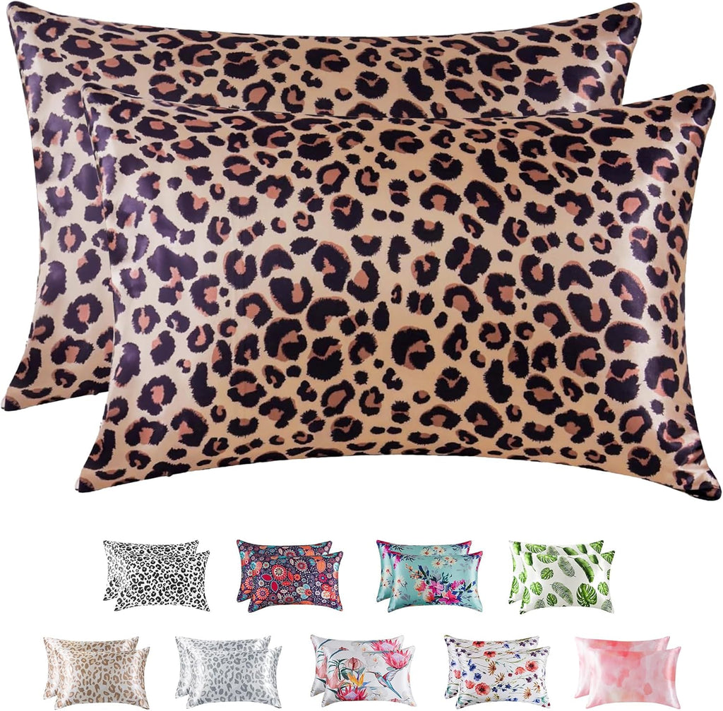 MR&HM Satin Pillowcase for Hair and Skin, Silk Satin Pillowcase 2 Pack, Queen Size Pillow Cases Set of 2, Silky Pillow Cover with…