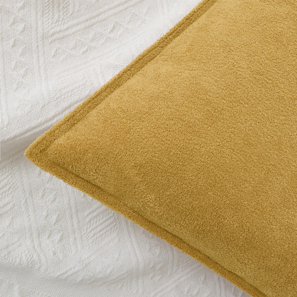 KevinTextile Kevin Textile Waterproof Decorative Pillow Covers Mustard Yellow 18x18 Inch Pack of 2 Soft Boucle Textured Throw Pillowcases E…