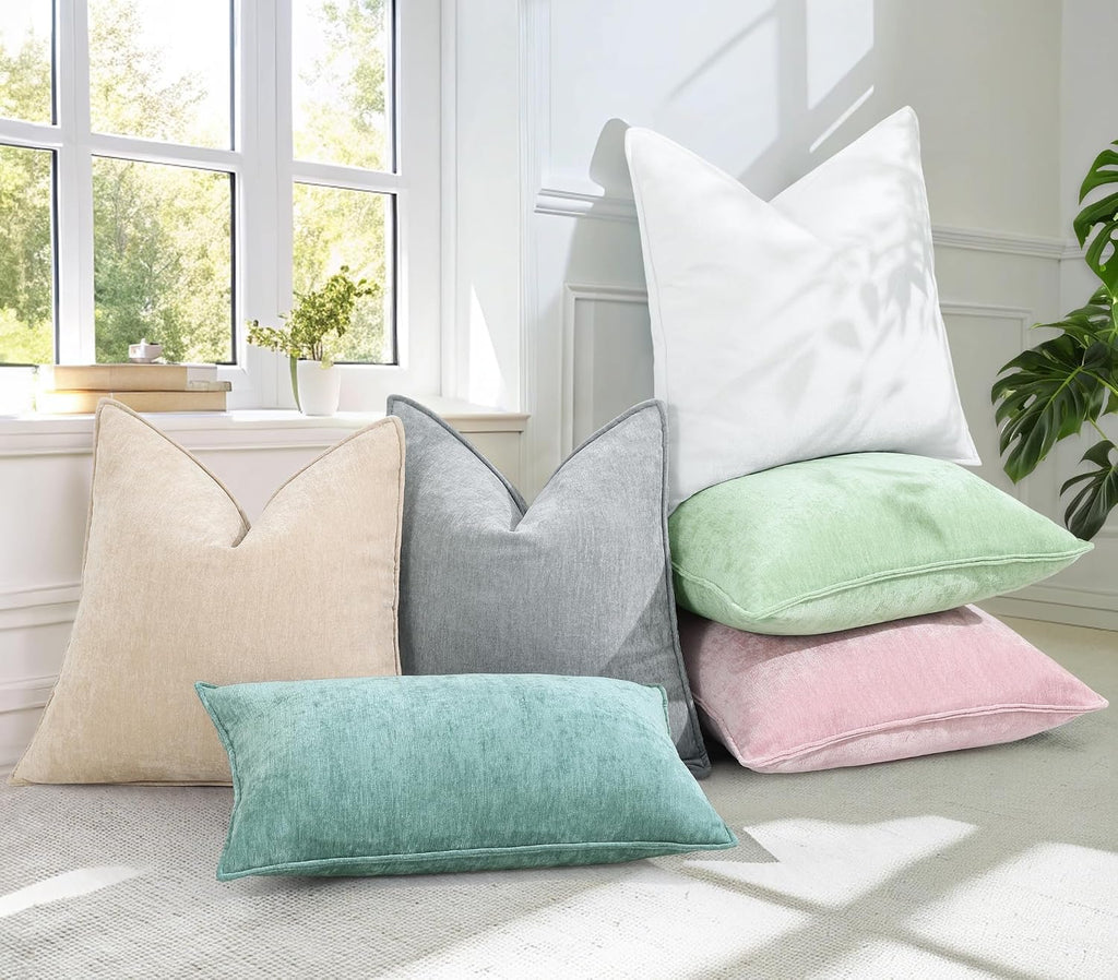 decorUhome Summer Couch Throw Pillow Covers 16x16 Set of 2, Decorative Soft Velvet Modern Cozy Chenille Pillow Cases with Elegant Design fo…