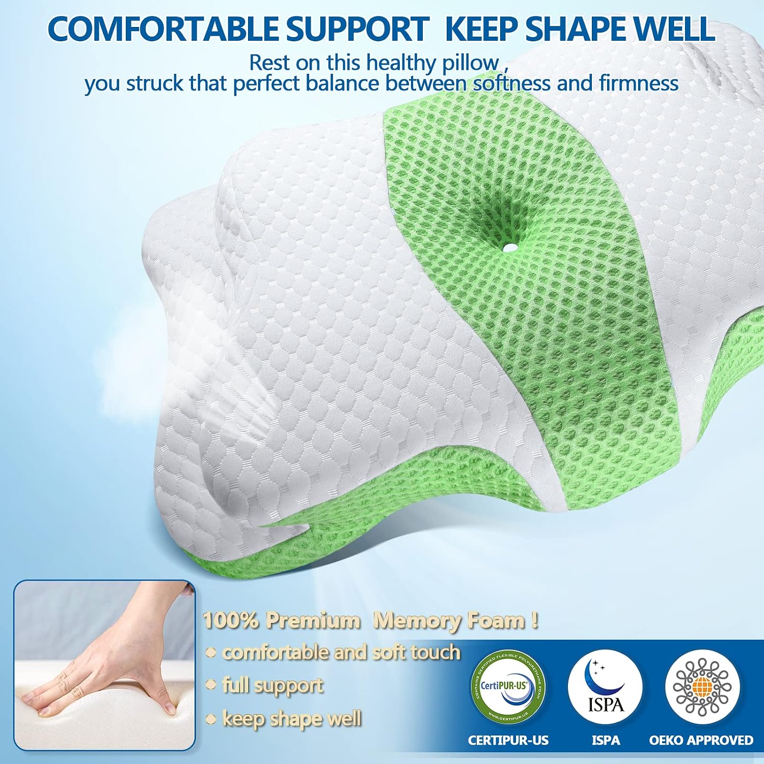 CHxxy Memory Foam Pillows, Cervical Pillow for Neck and Shoulder, Ergonomic Contour Bed Pillow, Soft for Side Sleep Stomach Sleeping and B…