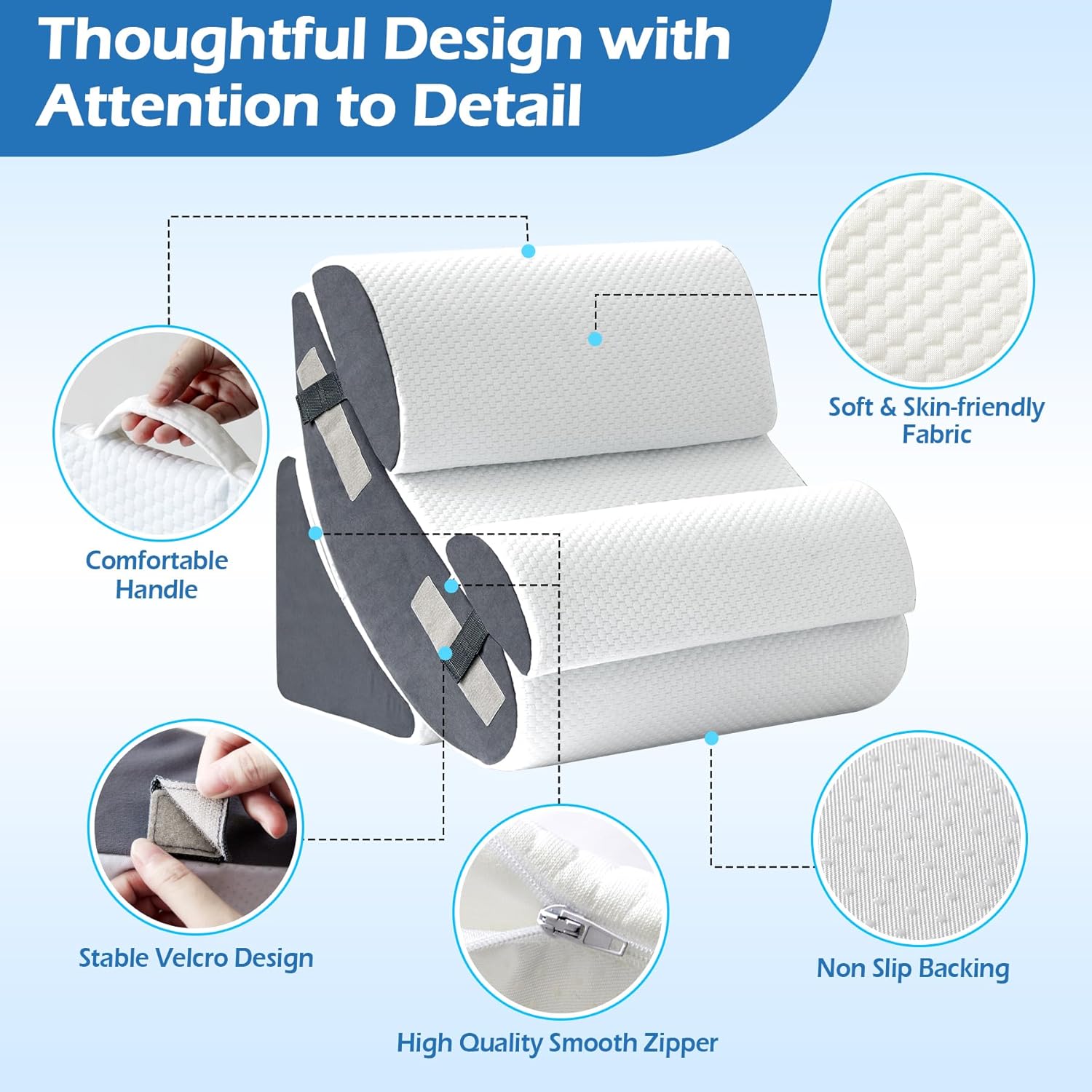 Ahpmeoa 6PCS Wedge Pillow Set for After Surgery, Orthopedic Bed Wedge Pillow for Headboard, Memory Foam Back Pillow for Bed Sitting Up, Sit…