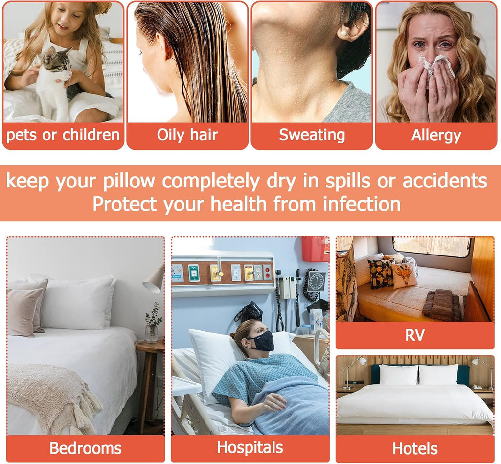 Bedecor Queen Pillow Protector with Zipper 2 Pack, Waterproof Pillow Covers Encasement Smooth Dust Proof with Breathable Holes Allow Air…