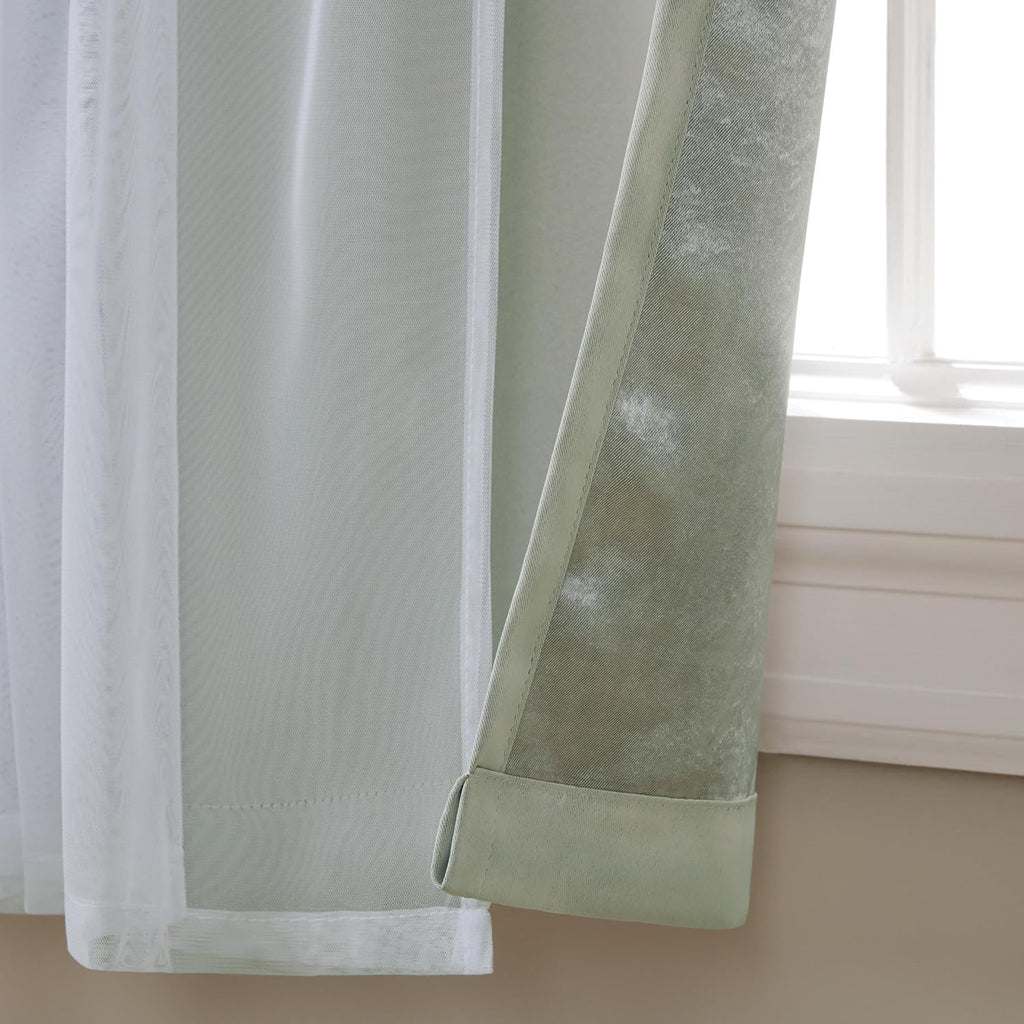 TOWN & COUNTRY LUXE Talia Double Layer Indoor Curtains, Sheer and Room Darkening Blackout, Grommet Top, Energy Efficient, 2-Pack Set, 52x…