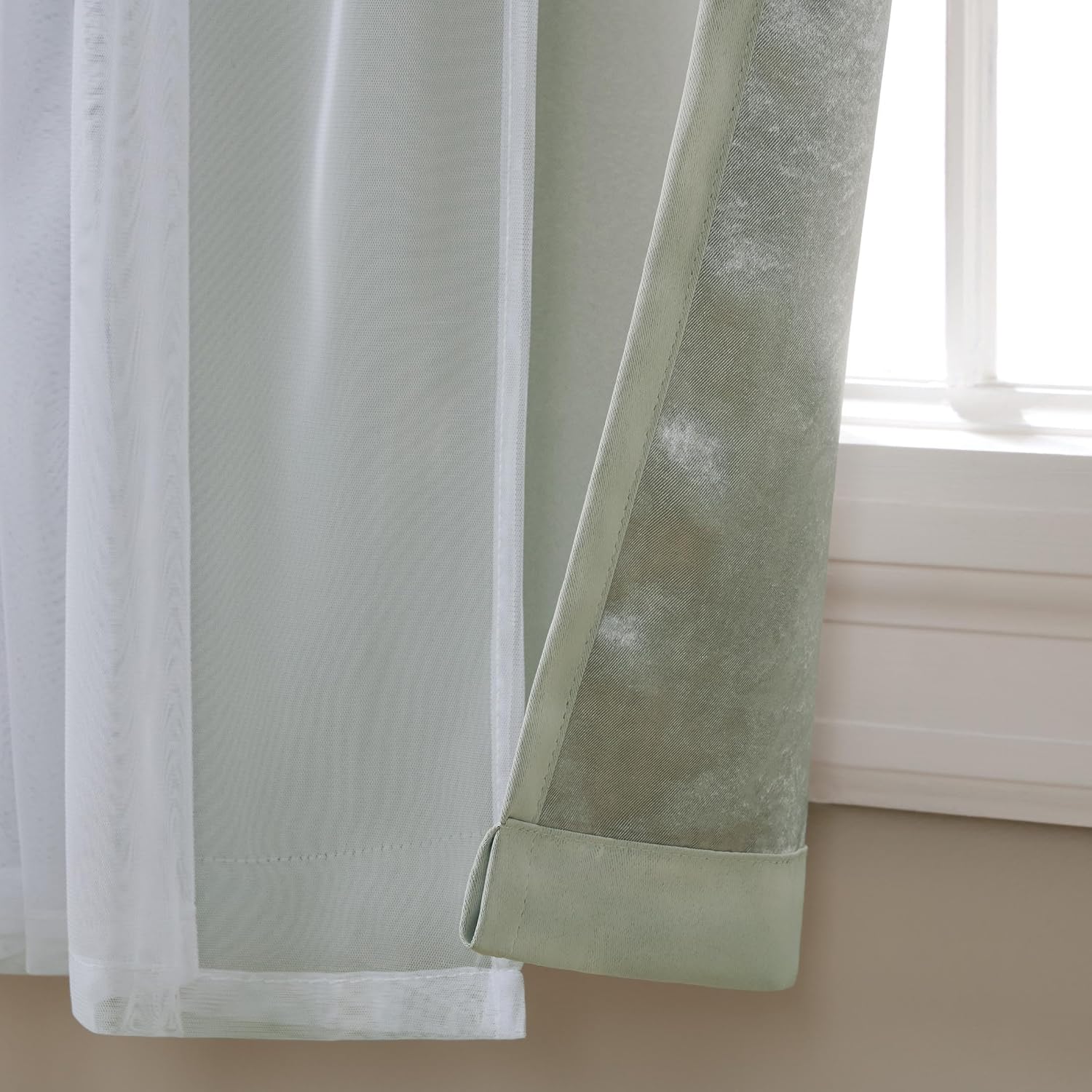 TOWN & COUNTRY LUXE Talia Double Layer Indoor Curtains, Sheer and Room Darkening Blackout, Grommet Top, Energy Efficient, 2-Pack Set, 52x…