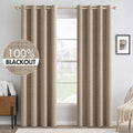Miulee 100% Blackout Linen Textured Curtains for Bedroom Solid Thermal Insulated Copper Brown Grommet Room Darkening Curtains & Drapes Luxu…