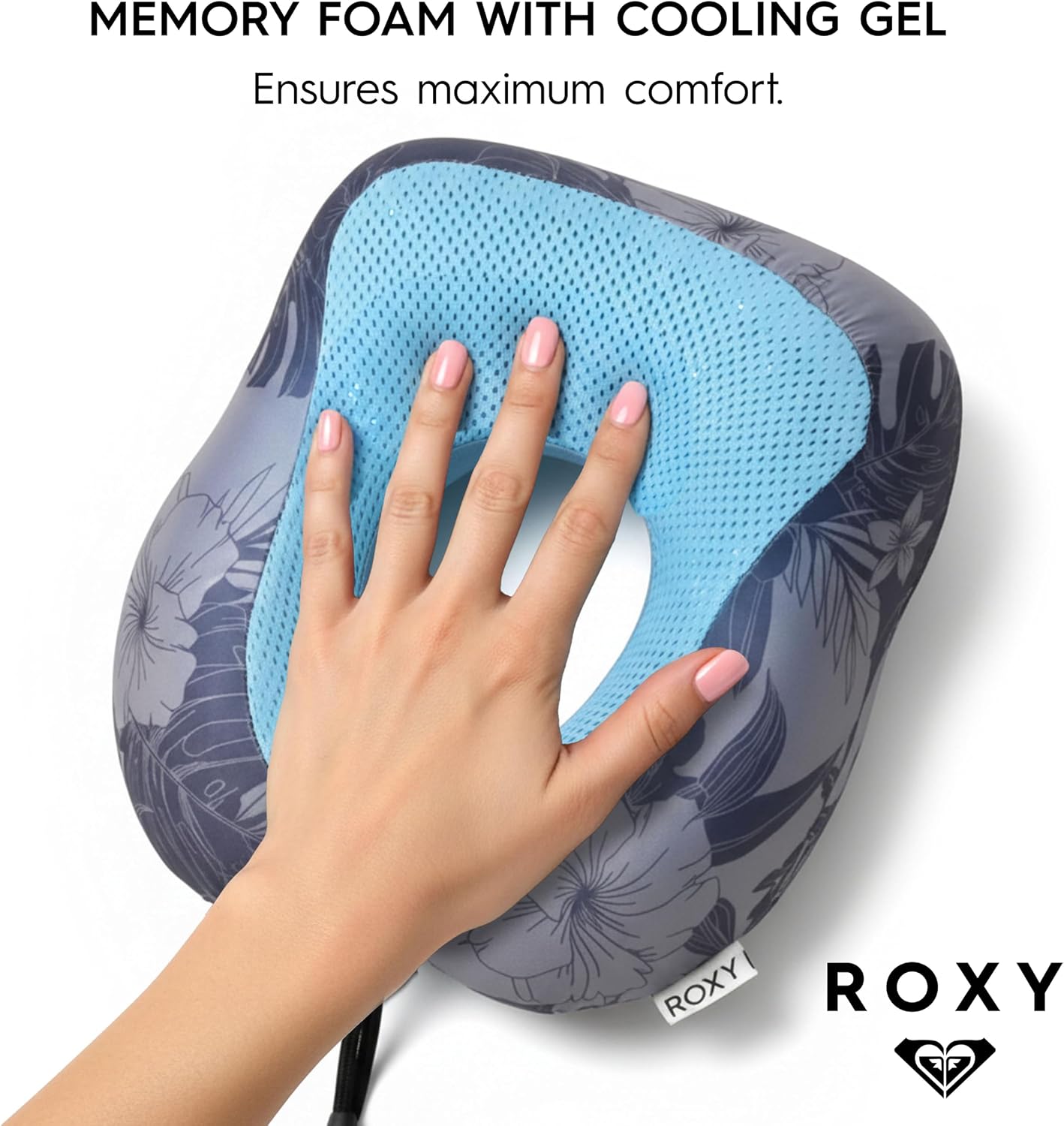 Roxy Cooling Gel Neck Pillow, Memory Foam Travel Neck Pillow for Airplane, Ergonomic Neck Support Pillow for Travel, Plane, Car & Office, B…