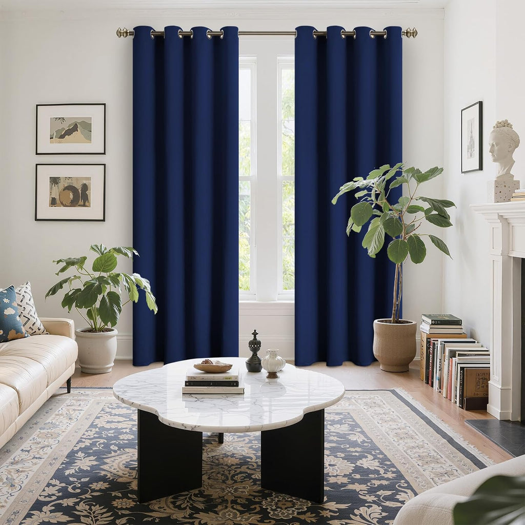 YoungsTex Navy Blue Blackout Curtains for Bedroom 84 Inch Length - Thermal Insulated with Grommet Room Darkening Window Drapes for Living R…