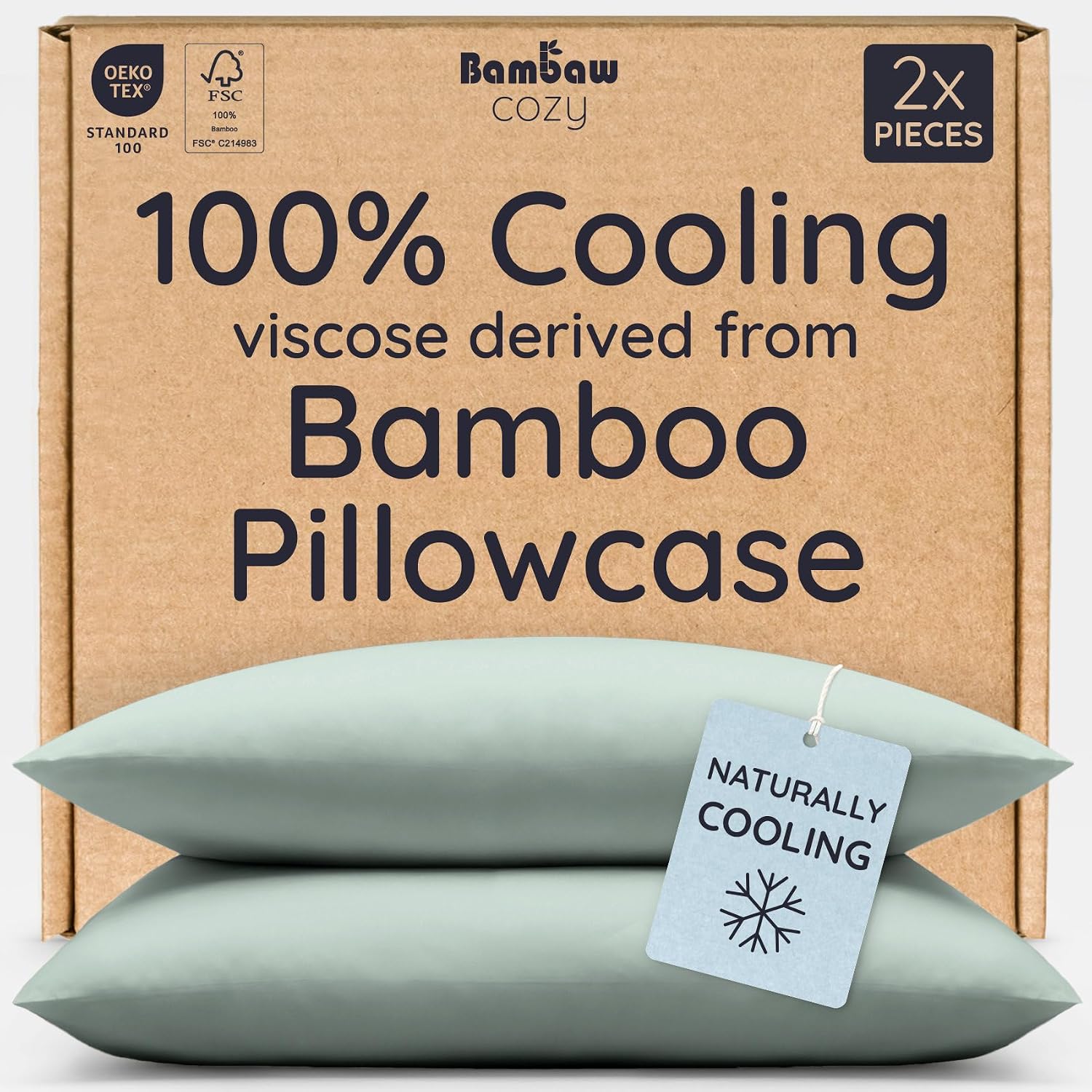 Bambaw 100% Viscose Derived from Bamboo Pillowcases King Size – Set of 2 King Size Cooling Pillow Cases for Ance with Envelope Closure, Bre…