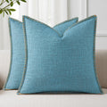 decorUhome Summer Decorative Throw Pillow Covers 24x24 Set of 2 Square Faux Linen Farmhouse Euro Sham Pillow Covers with Stitched Edge…