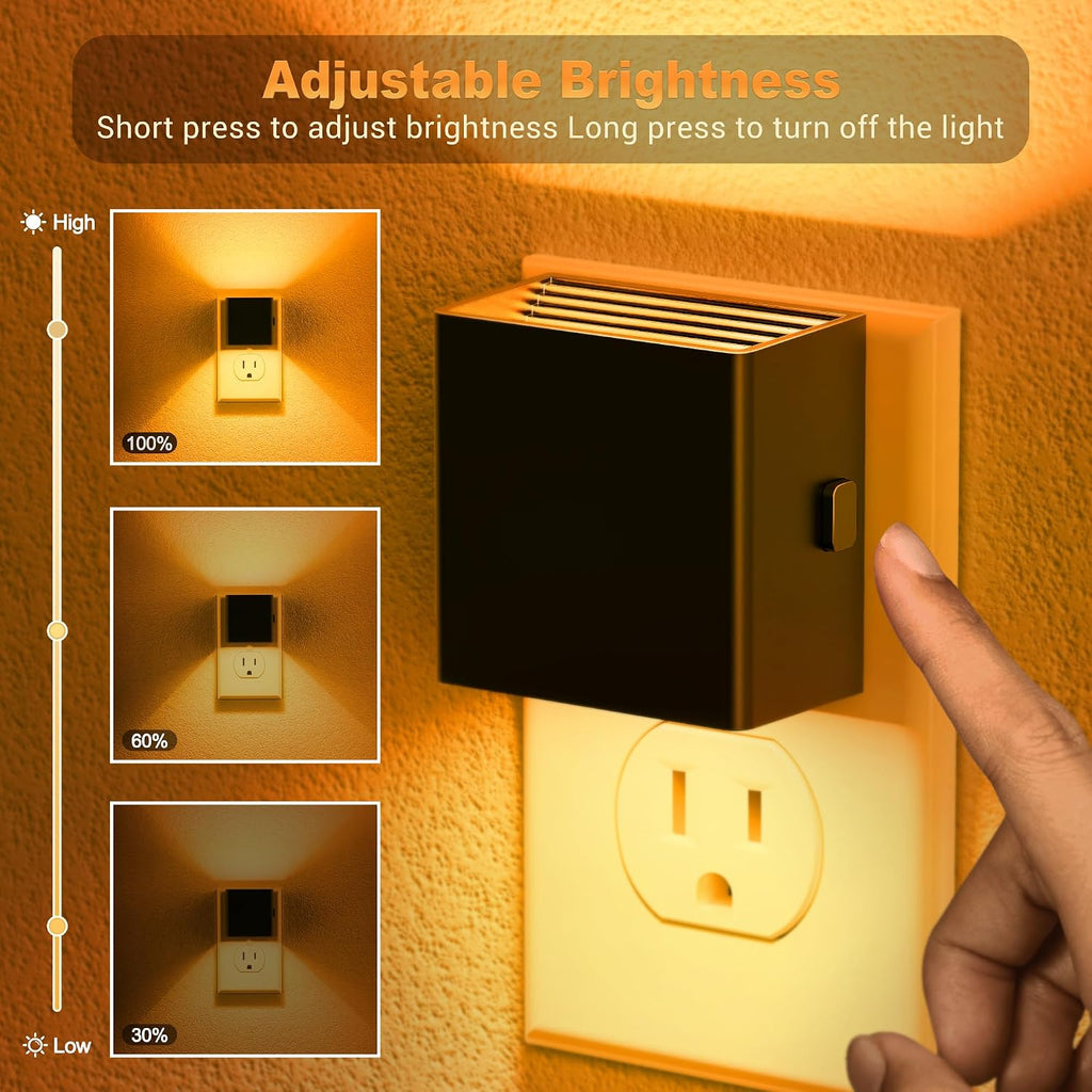 JandCase Night Light, Automatic Night Lights Plug into Wall, 2 Pack Modern Night Lights with Auto Light Sensor, Amber Brightness…
