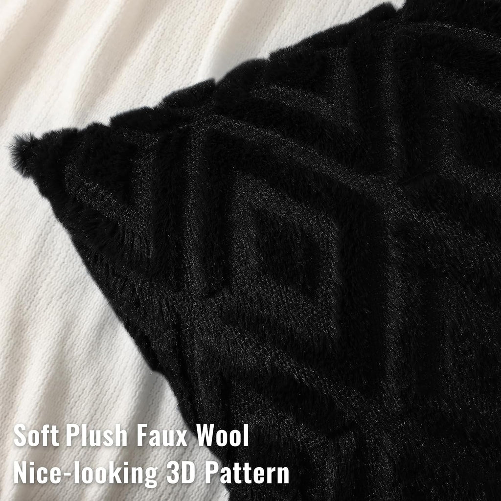 decorUhome Summer Couch Euro Sham Throw Pillow Covers 22x22 Set of 2, Decorative Soft Plush Faux Fur Wool Accent Pillow Covers for Modern F…