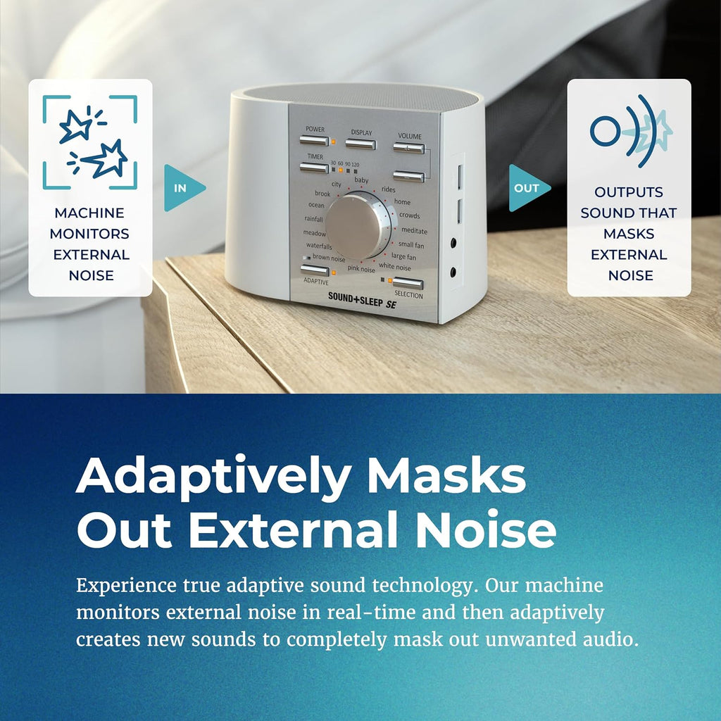 AdaptiveSoundTechnologies Adaptive Sound Technologies Sound + Sleep SE - White Noise Machine for Focus Support - Convenient Sleep Timer - B…