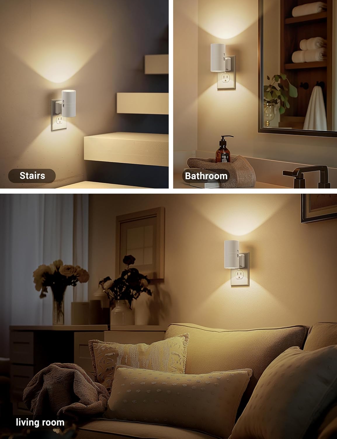 JandCase Night Lights Plug into Wall, Dimmable Night Light Plug in, Modern Night Light Dusk to Dawn Light Sensor, Warm White 3000K…