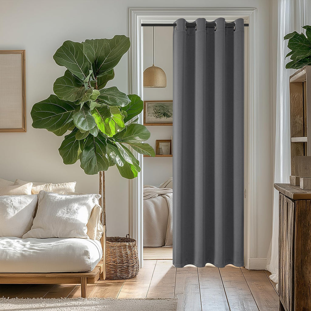 ChrisDowa Blackout Curtains 80 Inches Long for Doorways and Closets, Thermal Insulated Temporary Room Dividers (1 Panel, Grey, 42 x 80 Inch…