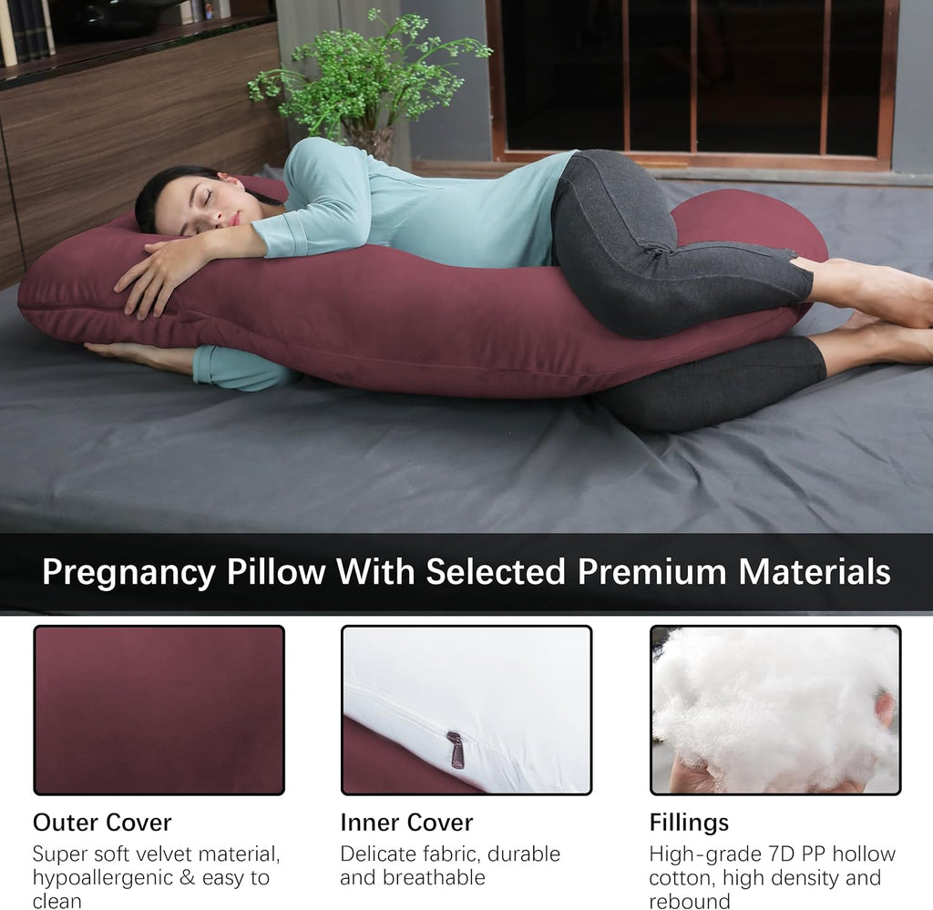 Moonpark MOON PARK Pregnancy Pillows for Sleeping - U Shaped Full Body Maternity Pillow with Removable Cover - Support for Back, Legs, Bell…
