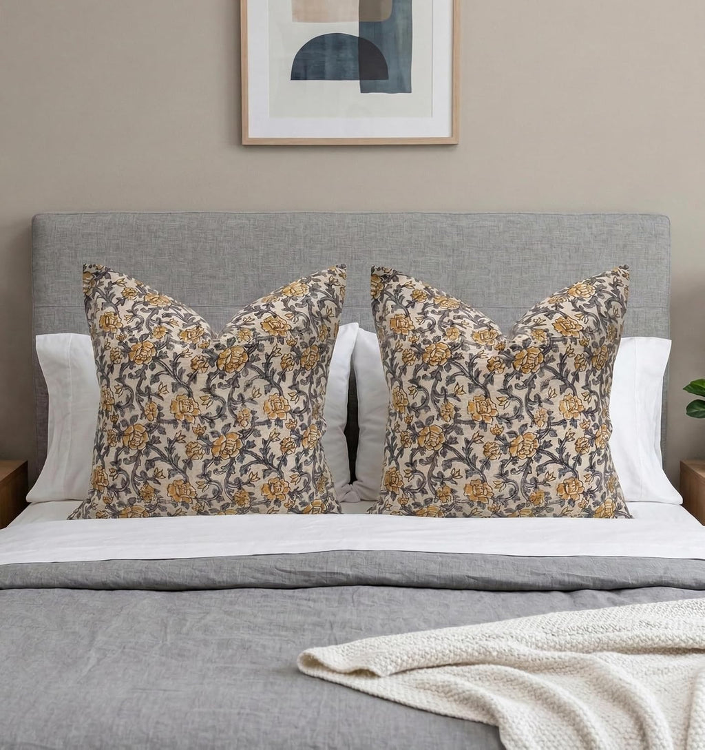 LineandLoop Linen Yellow Pillow Throw Pillow Covers 20x20 inch Pillow Farmhouse Style Spring Decorative Pillow Covers for Couch Living Room…