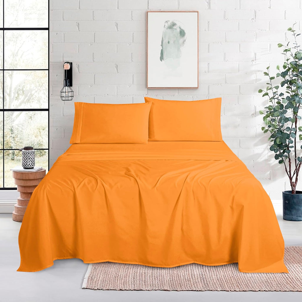 MocassiLuxuryBedding Mocassi Queen Size 4-Piece Bed Sheet Set - 1800 Hotel Quality Microfiber 18-24 Inches Extra Deep Pocket Fitted Sheet-…