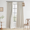 Boodii Natural Cream 100% Blackout Linen Pinch Pleated Curtains 96 Inches Long 2 Panels Set, Black Out Curtain with Liner Thermal Insulated…