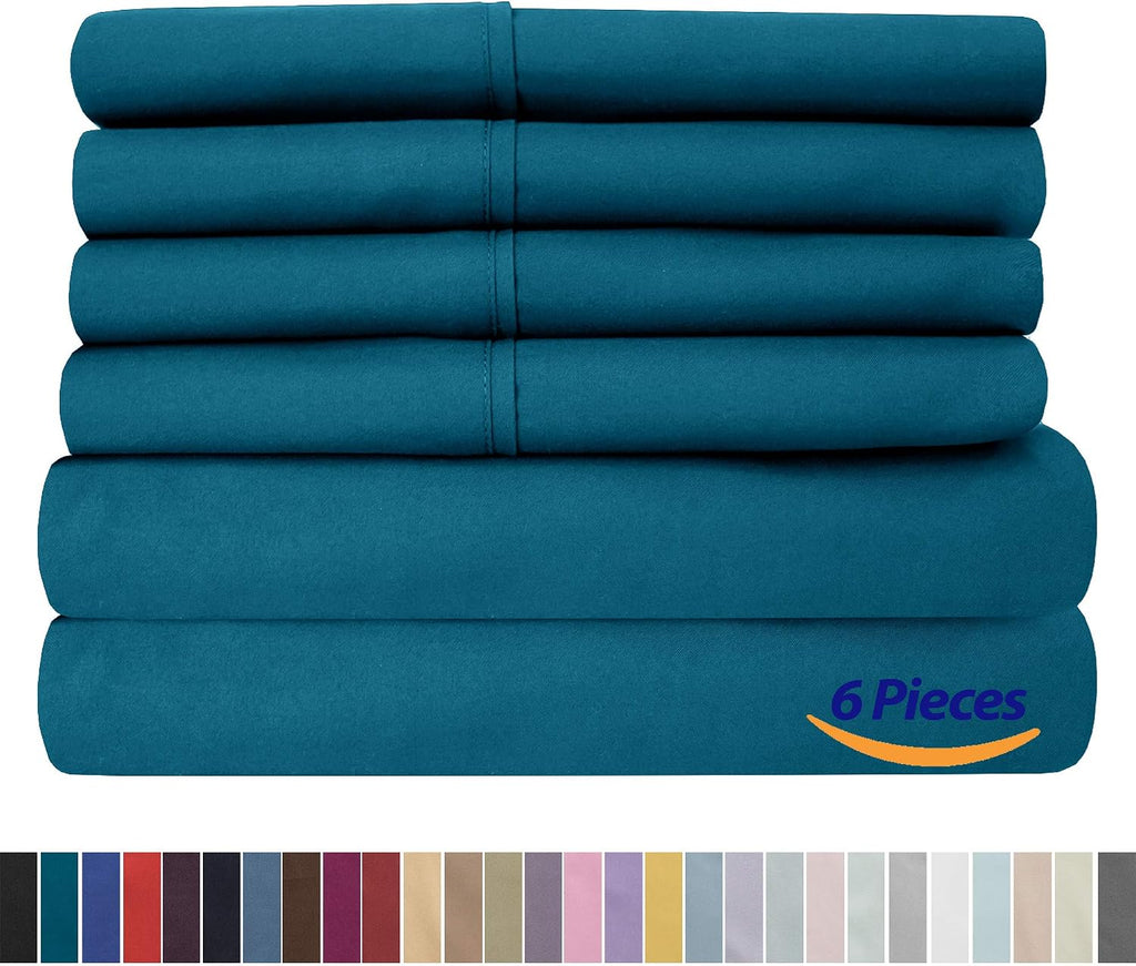 Cal King Size Bed Sheets - 6 Piece 1500 Supreme Collection Fine Brushed Microfiber Deep Pocket California King Sheet Set Bedding - 2…