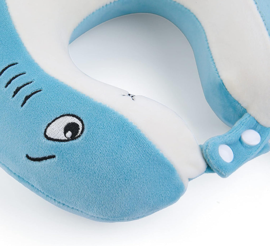 NiuniuDaddy Niuniu Daddy Shark Kids Travel Neck Pillows for 3-8 Years Old, Soft Adjustable Memory Foam Neck Pillows for Plane, Car Seat, Tr…