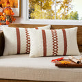 MIULEE Set of 2 Burnt Orange Decorative Lumbar Pillow Covers 12x20 Inch Farmhouse Rustic Boho Couch Throw Pillows Modern Cushion Covers…