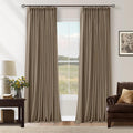 Twodrapes Light Brown 100% Blackout Linen 100 Inch Curtains 2 Panels for Bedroom Modern Latte Pinch Pleated Latte Linen Insulated Heavy Cur…