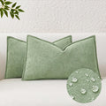 KevinTextile Kevin Textile Spring Waterproof Decorative Pillow Covers Sage Green 12x20 Inch Pack of 2 Soft Boucle Textured Lumbars Cushions…